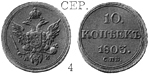 Александр 1 / Серебро / 10 копеек 1803