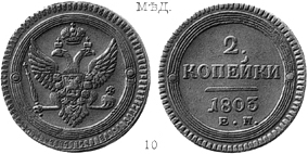 Александр 1 / Медь / 2 копейки 1803