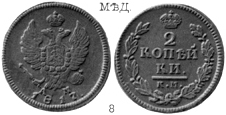 Александр 1 / Медь / 2 копейки КМ 1817