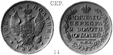 Александр 1 / Серебро / Полтина СПБ 1824