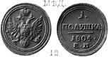Александр 1 / Медь / 5 копеек ЕМ 1804