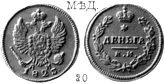 Александр 1 / Медь / Деньга КМ 1823